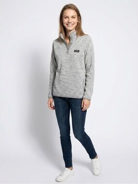 Simply Southern Cozy Grey Button-Neck Women's Sweater